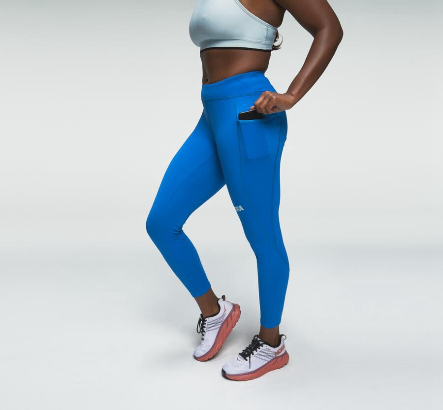 Hoka Australia One One Performance Crop Tight - Womens Pants Blue - JXVQU-7456